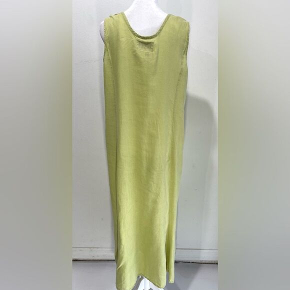 Flax 100% linen maxi dress casual summer classic summer vacation green Women S - Picture 4 of 8